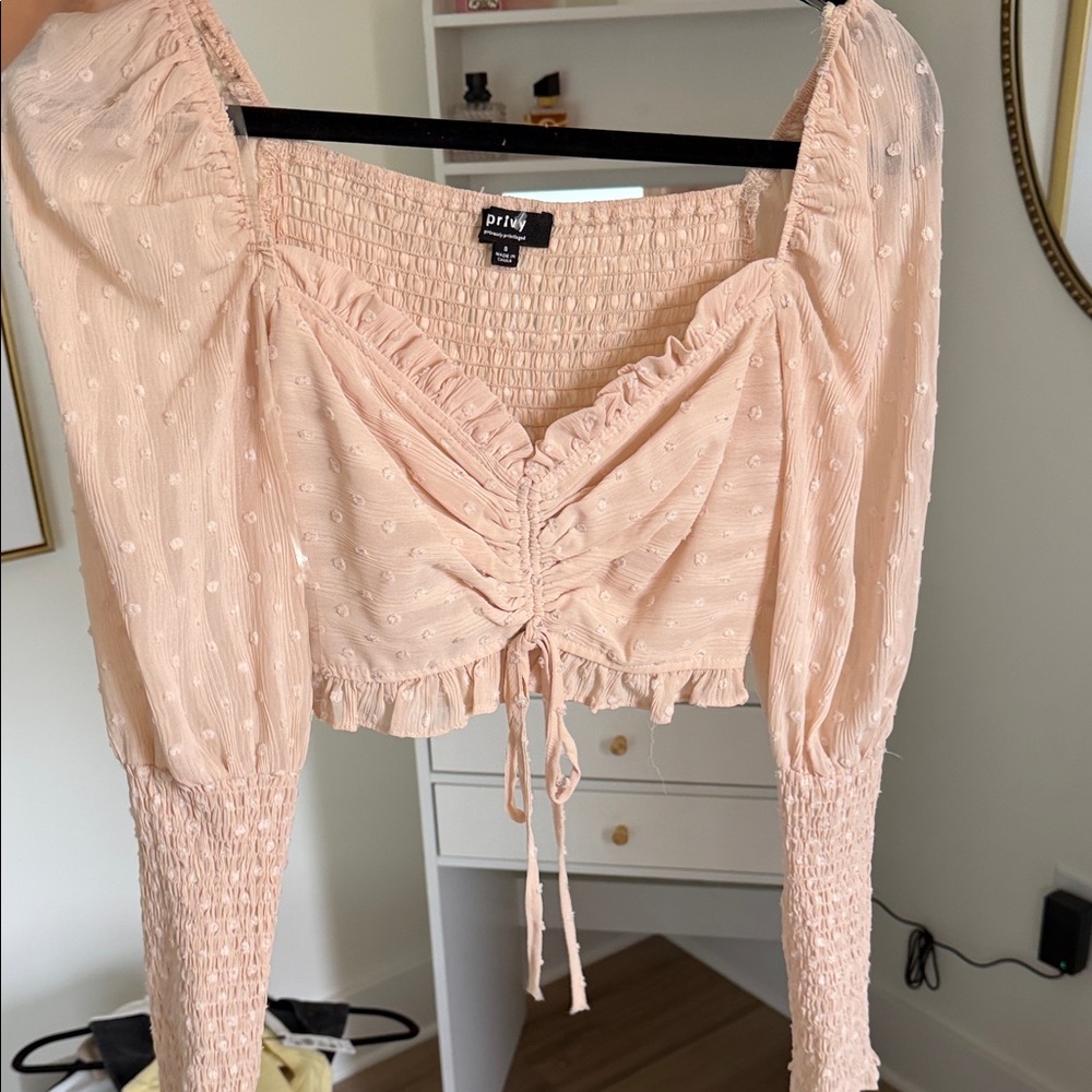 Dynamite Women's Light Pink Ruched Blouse